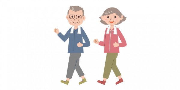 ウォーキングする老夫婦